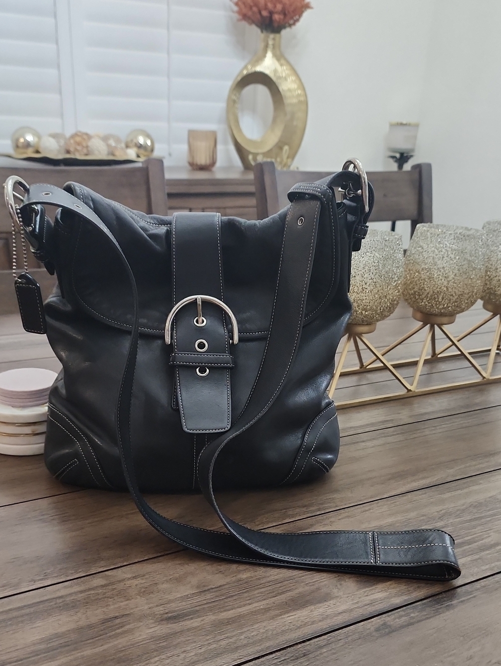 Coach Soho Black Leather Shoulder/crossbody Bag Style 9481 W Silver Hardware